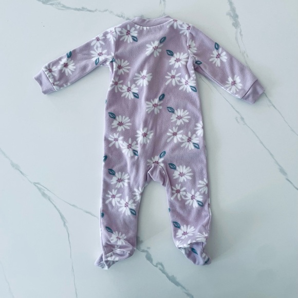 Floral Purple Fleece Long-Sleeve Sleep & Play Pajamas (2 way zipper) - Picture 2 of 3